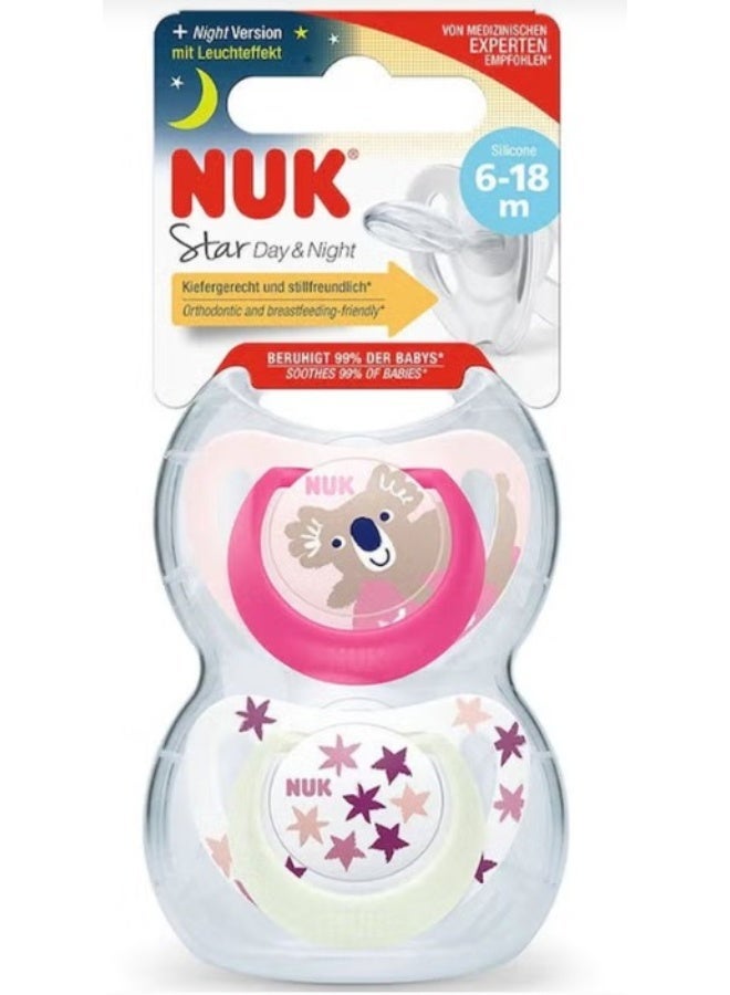 NUK Star Silicone Soother Day/Night 6-18m B - Image 1